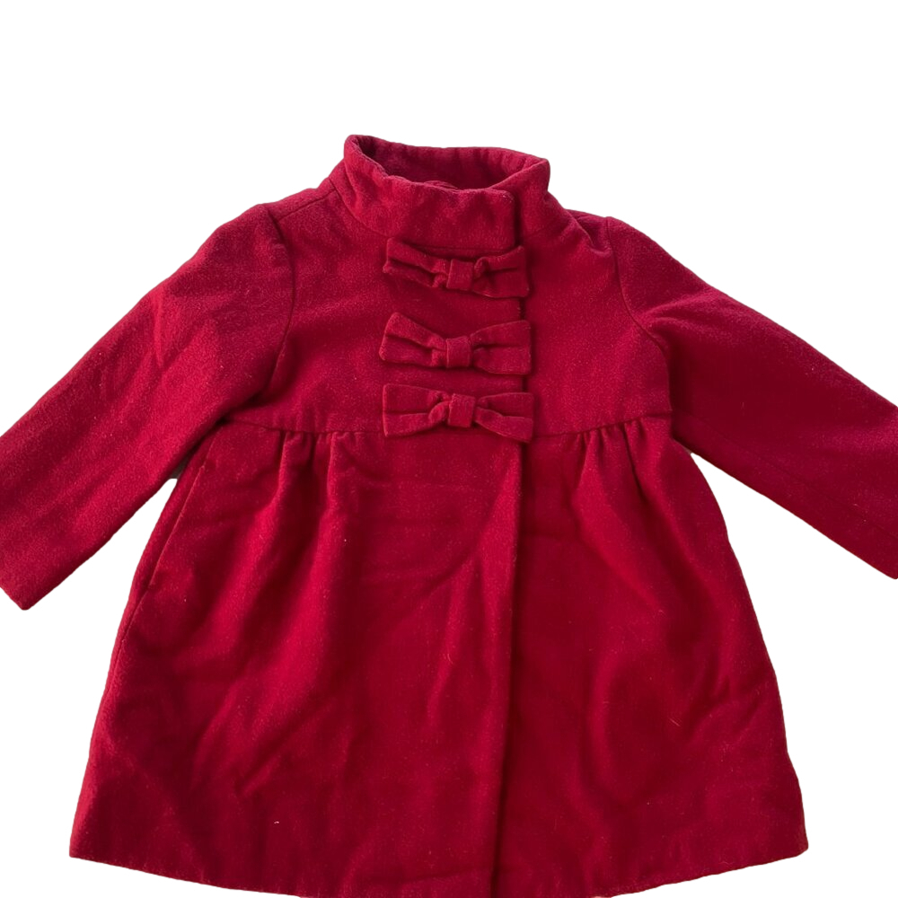 Baby Gap Red Girls Peacoat 3y with bow detail wool mix
